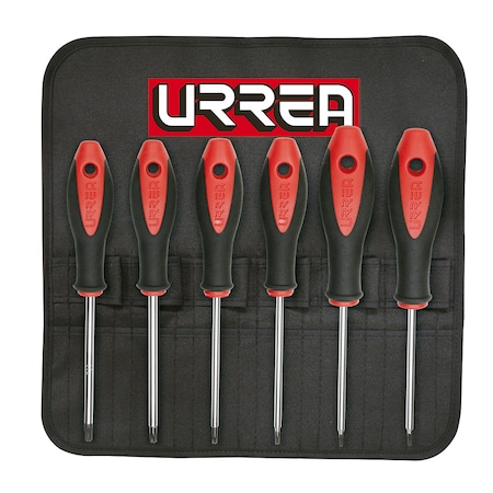 Urrea Bimaterial Screwdriver, Set of 6 Pieces (Torx type) 83W